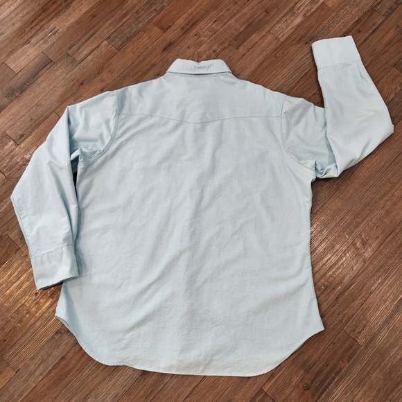 Polo Ralph Lauren Men XL Long Sleeve Pearl Snap Western Cowboy Blue Denim Shirt - Picture 9 of 12